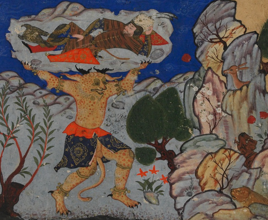 Div Akvan Throws Rustam into the Sea. Source: https://www.wdl.org/en/item/3137/